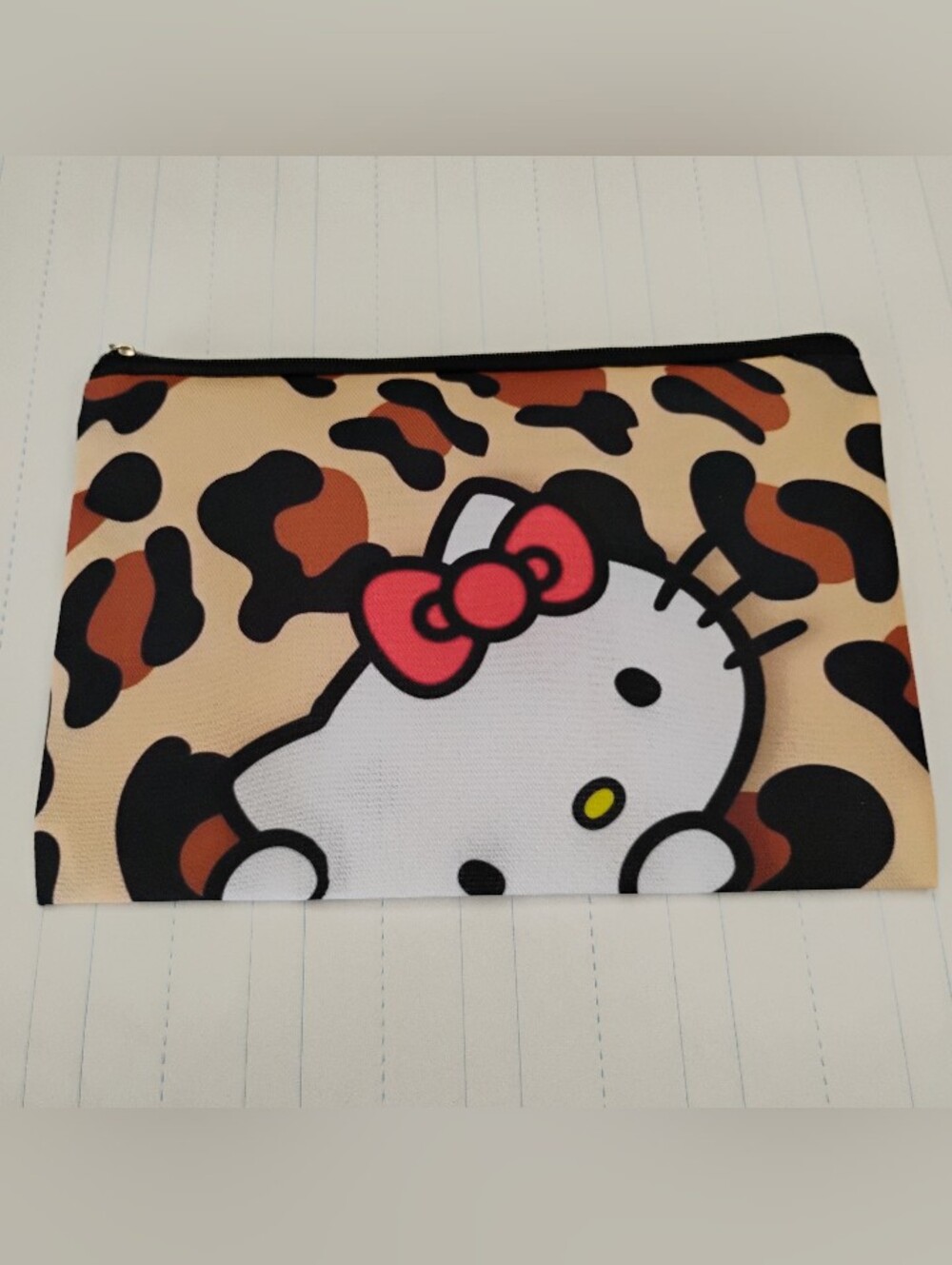 NEW Hello Kitty Leopard Print Pouch with Red Bow